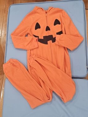 Carter's Orange Jack-O'-Lantern Zip Front Hoodie Onesie